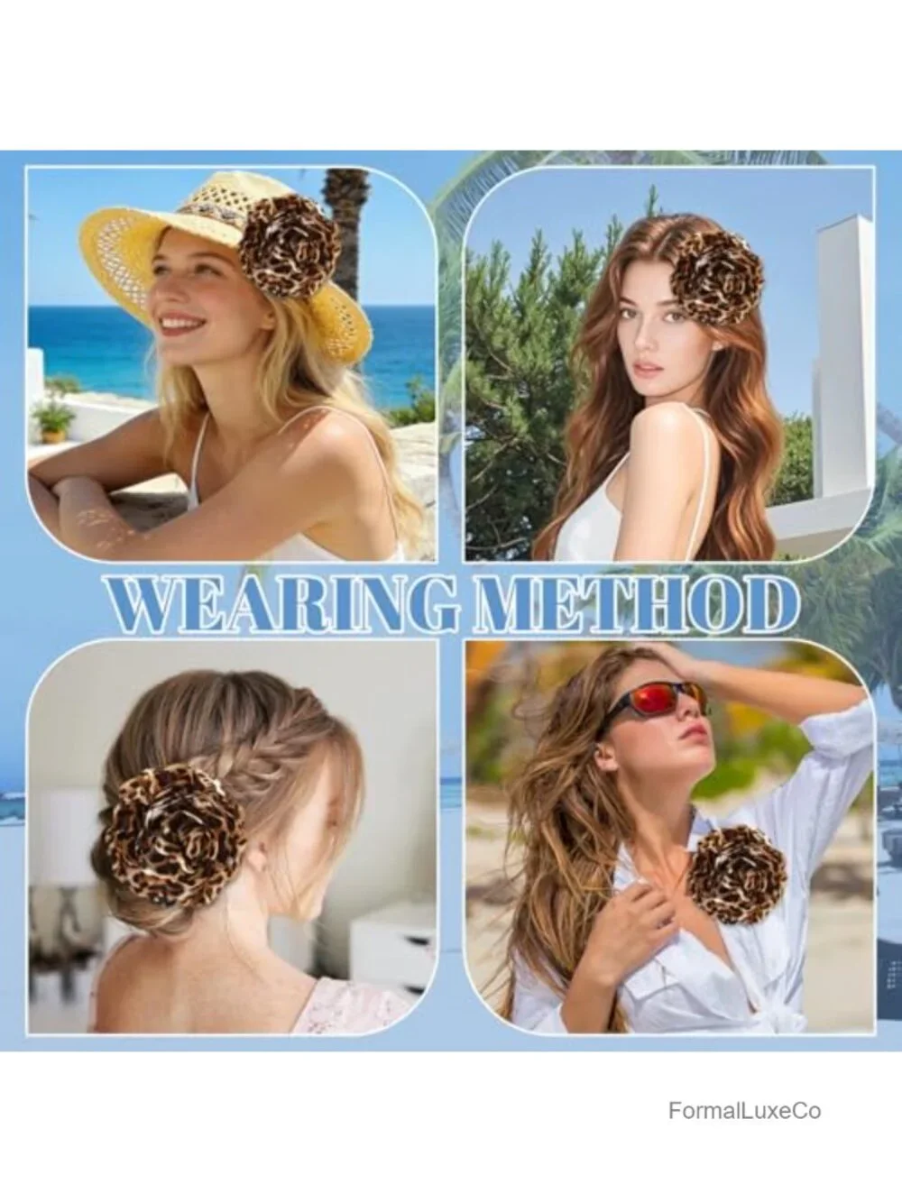 Leopard Print Flower Brooch Pin for Women – Stainless Steel Clasp, Oversized